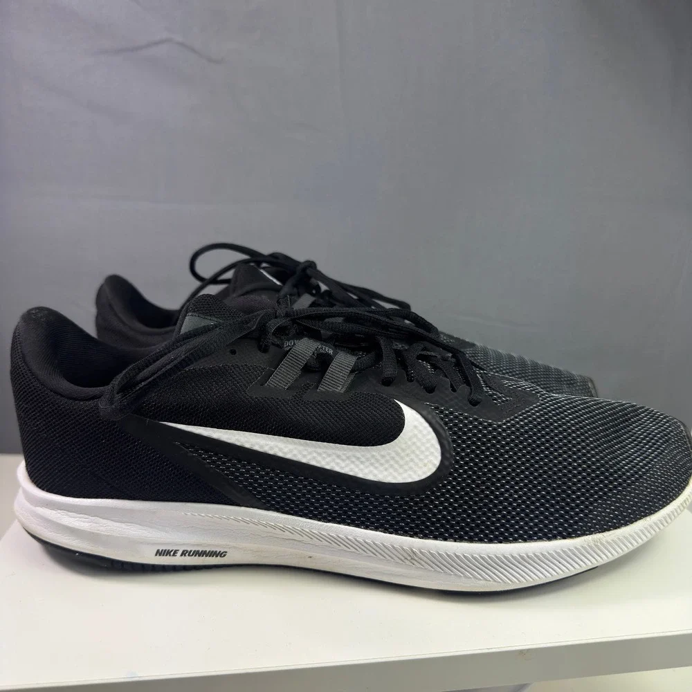 Nike Downshifter 9 Running Shoes Mens 11.5 Black White AR4946-003 Mesh Low Top